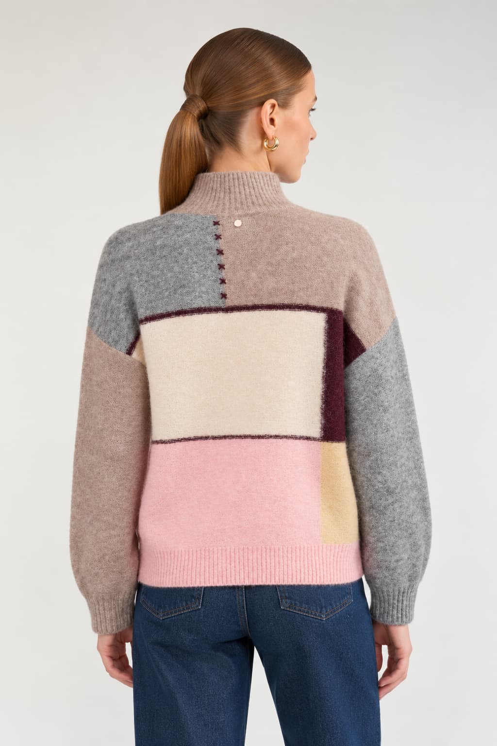 Tricot à col montant à blocs de couleurs pour femme Numph