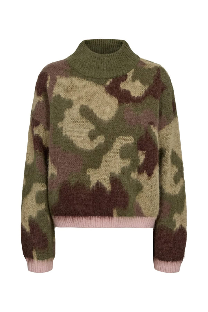 Tricot à col montant et motif abstrait pour femme Numph
