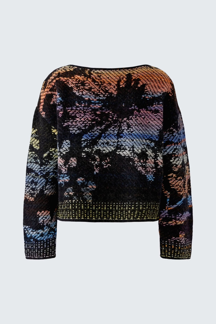 Vue de face tricot à motif abstrait multicolore pour femme - Valérie Simon