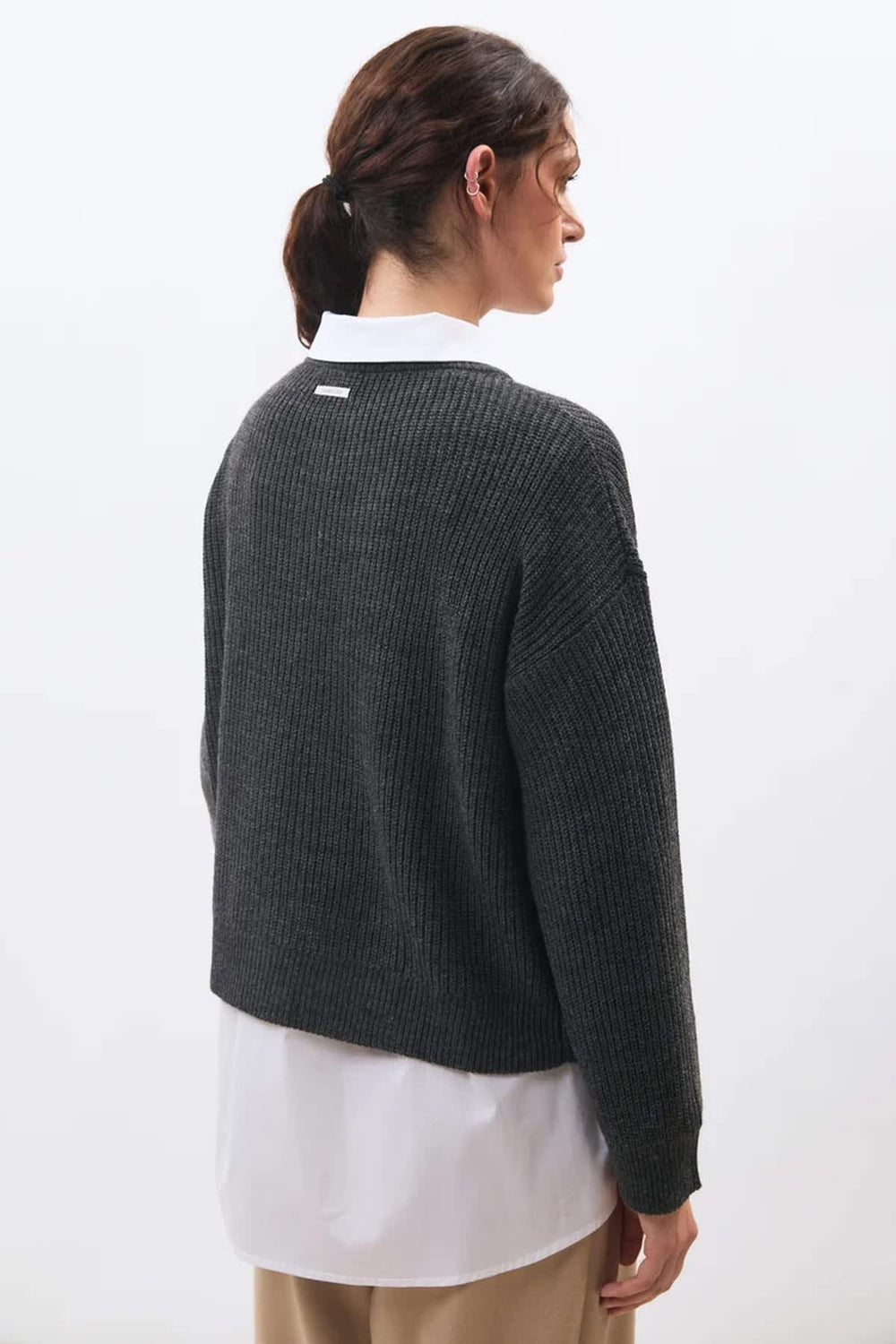 Marlon two-tone sweater with contrasting textures for women Humility