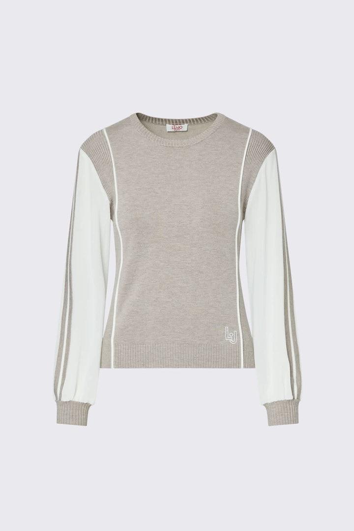 Tricot bimatière à manches contrastantes pour femme liujo