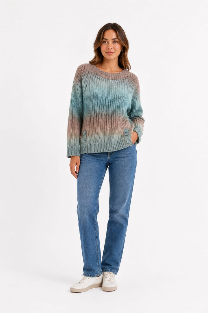 Tricot en maille dégradée à boutons vue de face pour femme Coco y Club