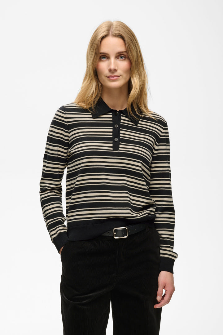 Tricot polo rayé Channan à col polo pour femme Part Two