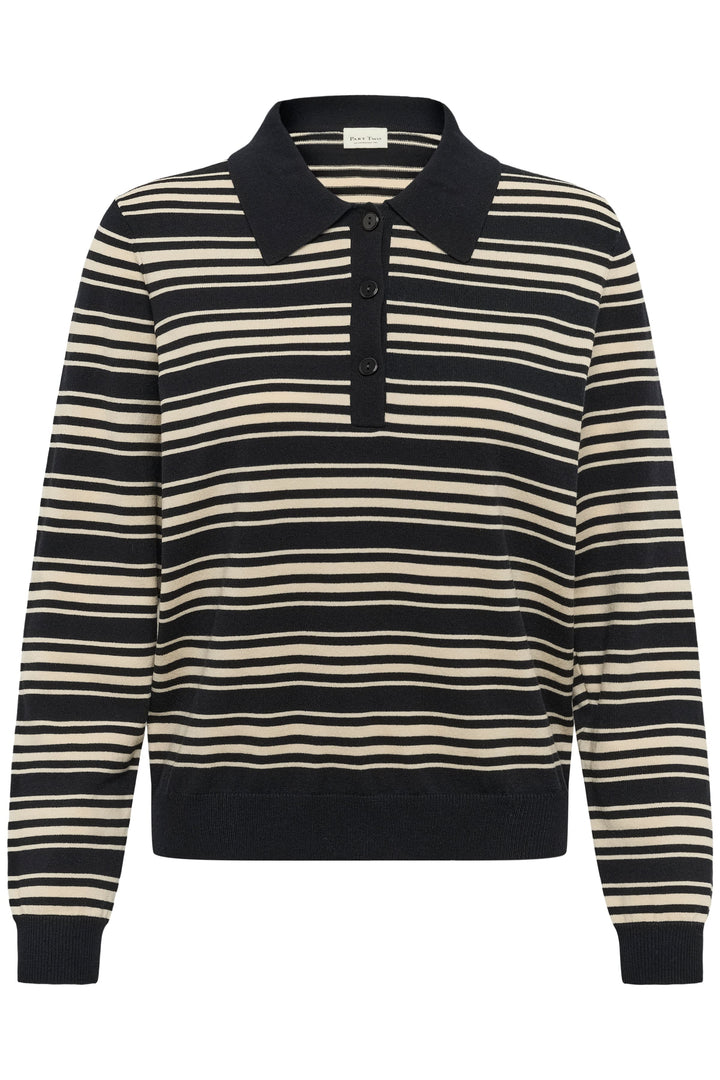 Tricot polo à rayures Channan vue de face pour femme Part Two