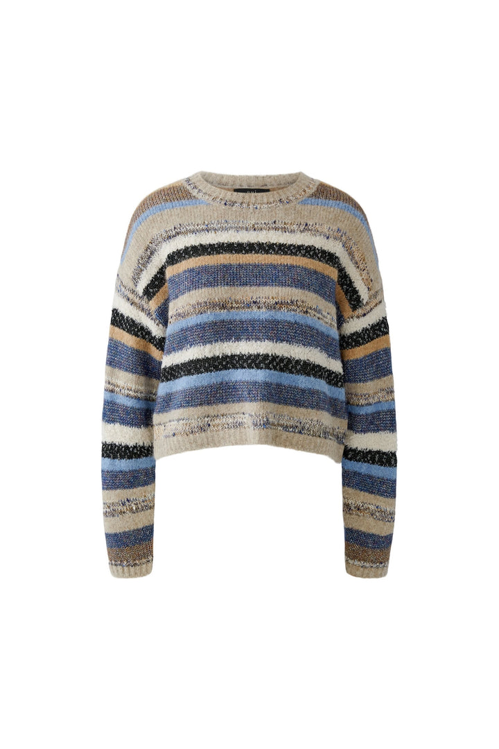 Tricot rayé à col rond pour femme Oui