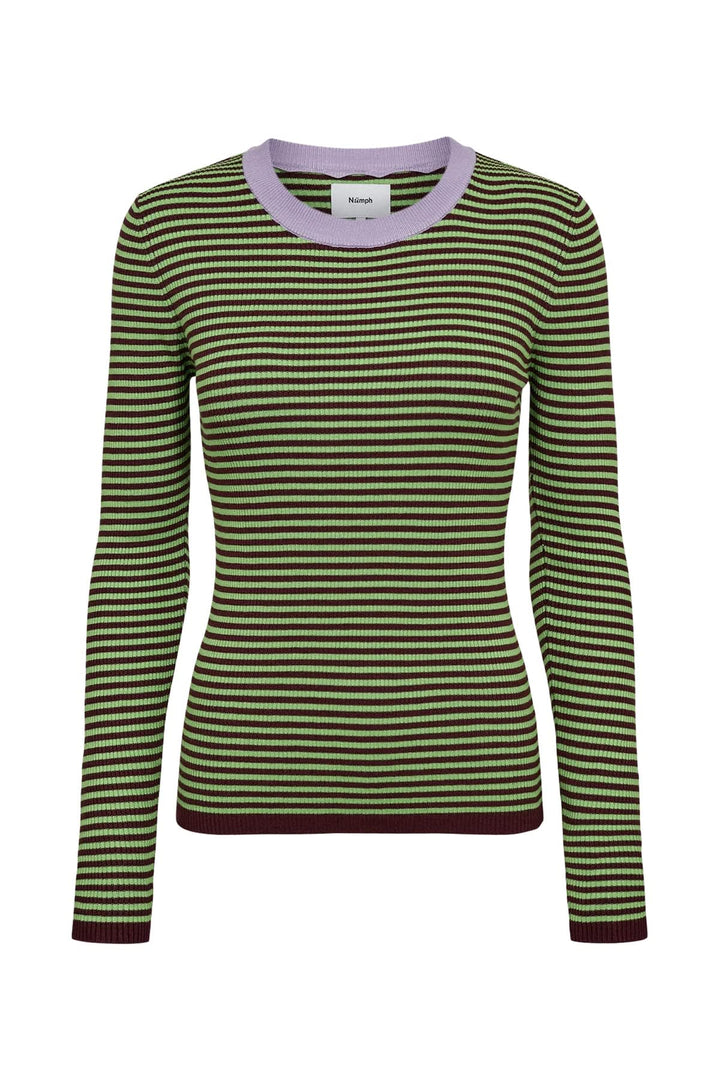 Tricot rayé à manches longues vue de face pour femme Numph