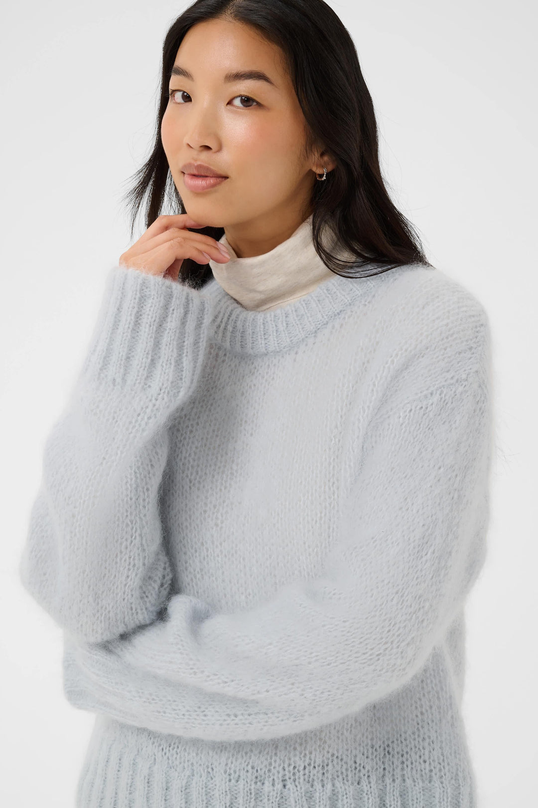 Tricot Sille duveteux à col rond pour femme Part Two