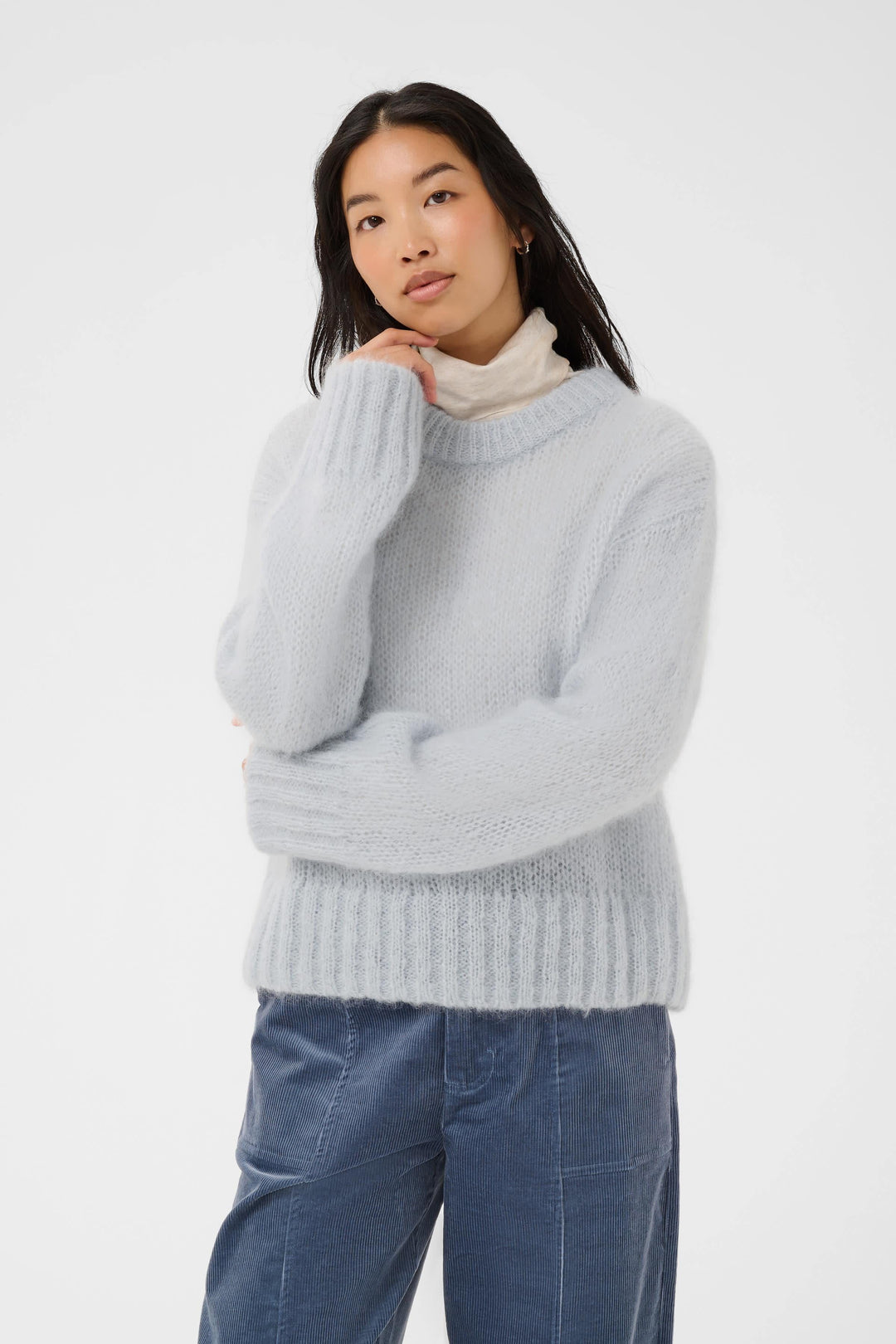 Tricot Sille duveteux à col rond pour femme Part Two