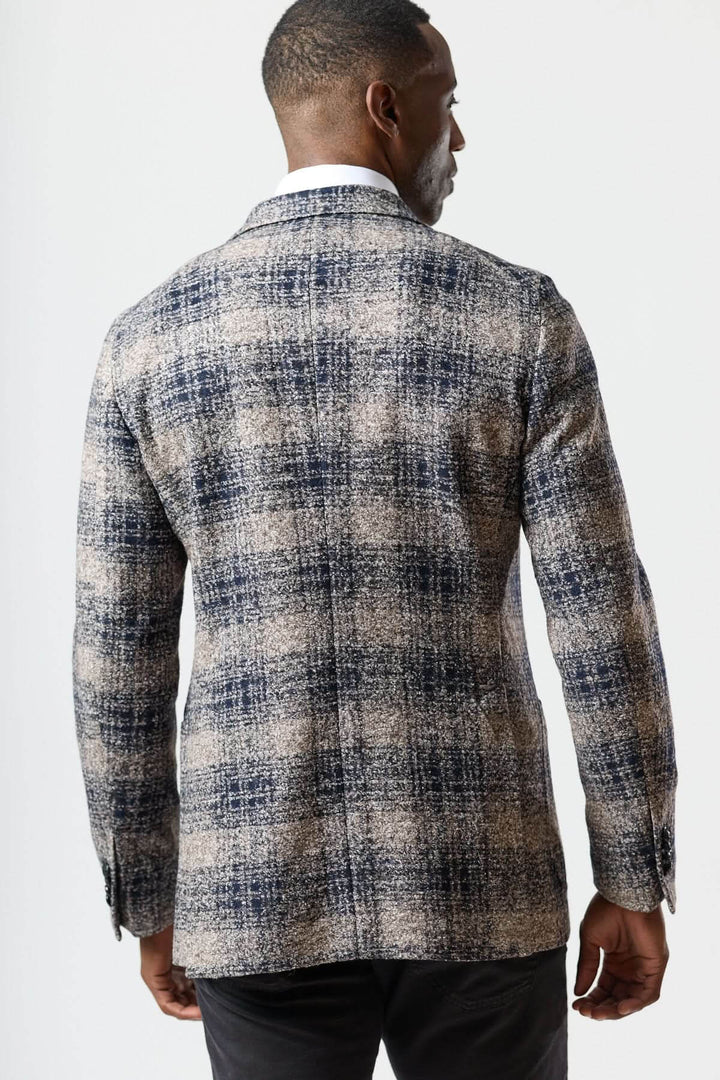 Two-button brushed check jacket