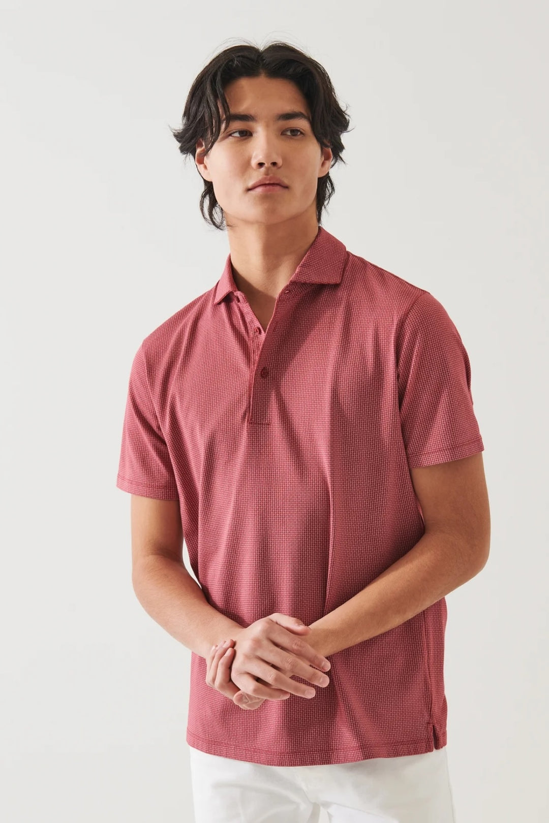 Printed stretch pima cotton polo shirt