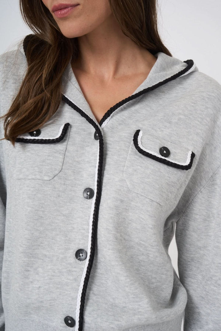 Hooded knit cardigan