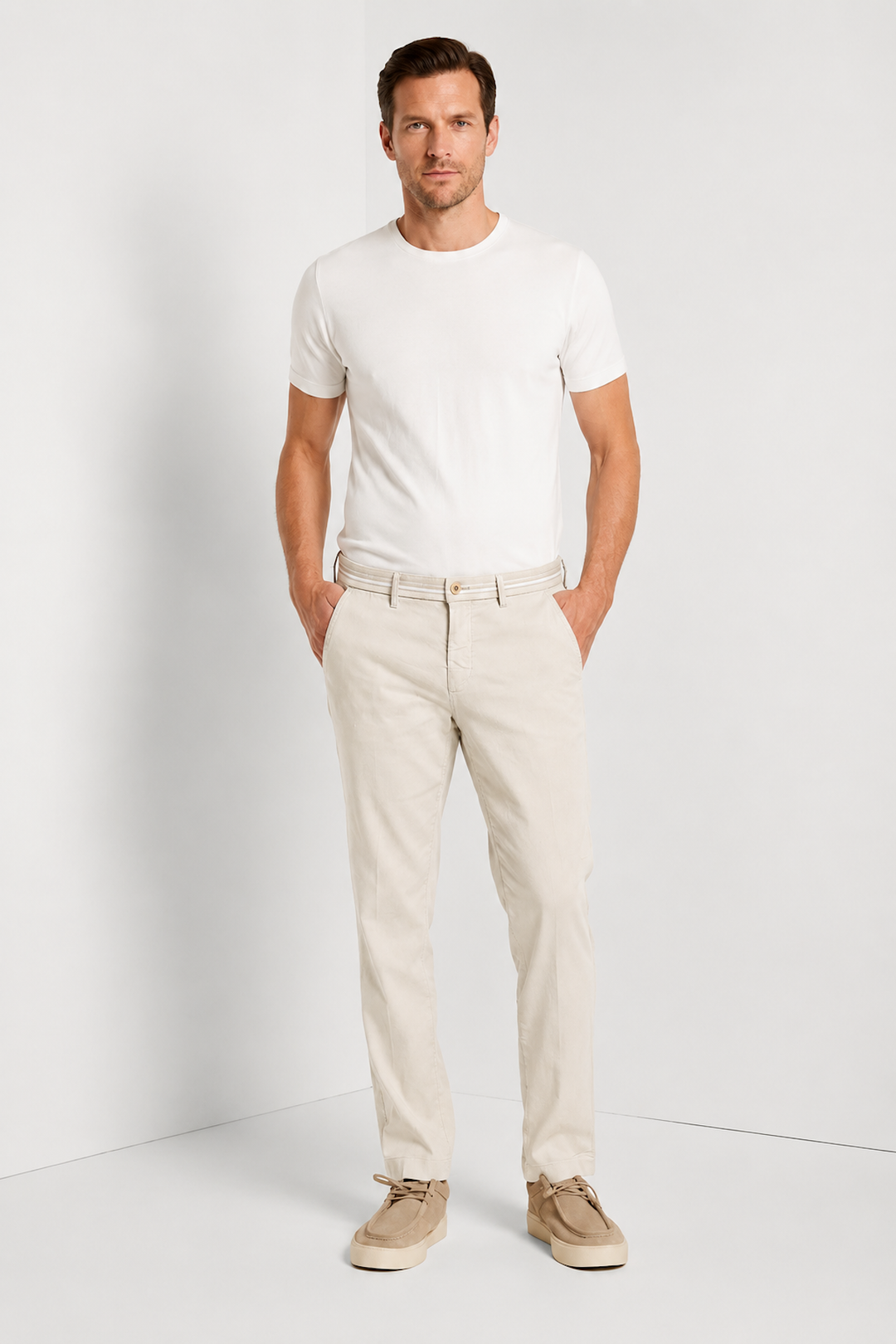 Turin Oxford Linen and Cotton Pants Fit—Modern Style