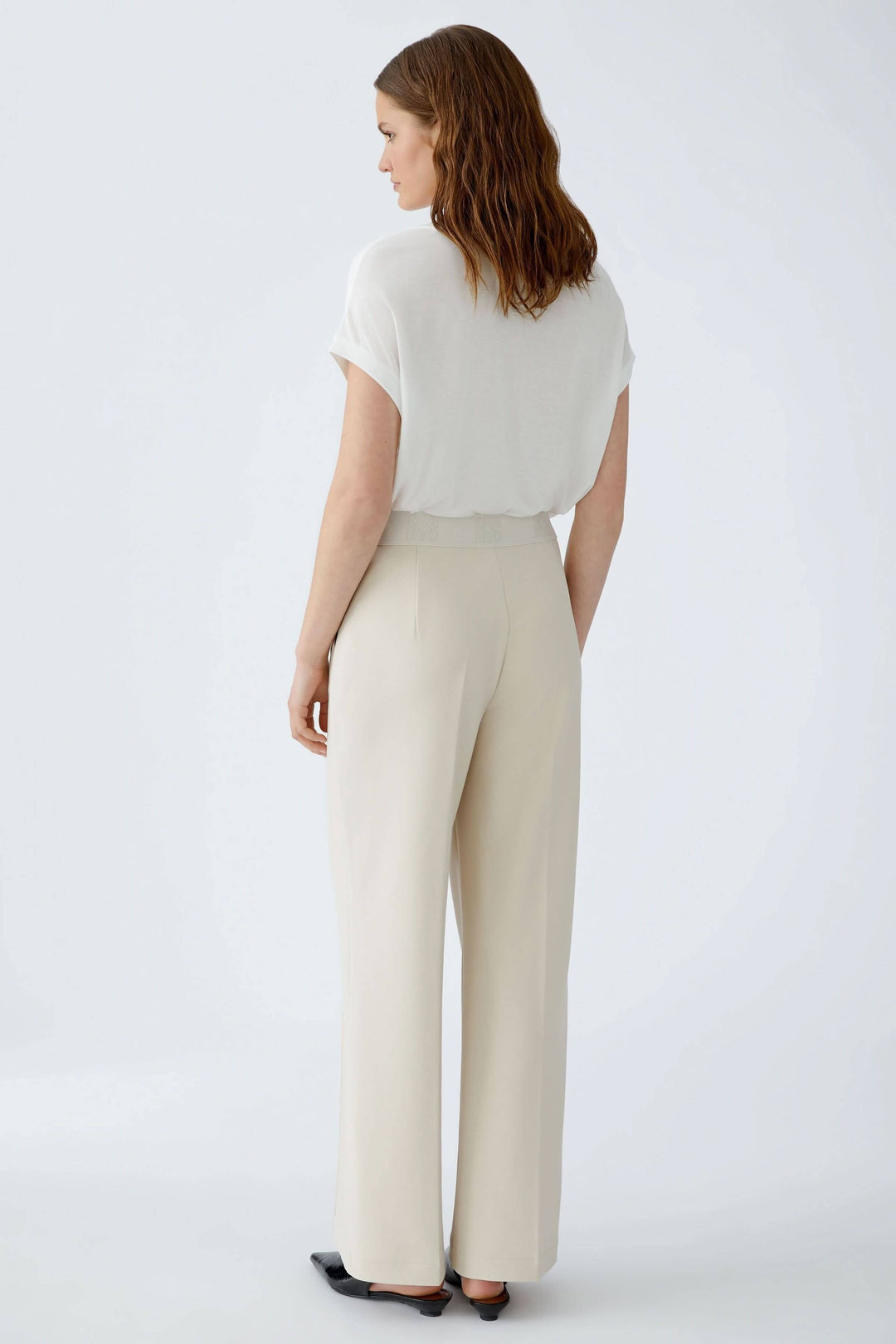 Straight-leg pants with elastic waistband and logo