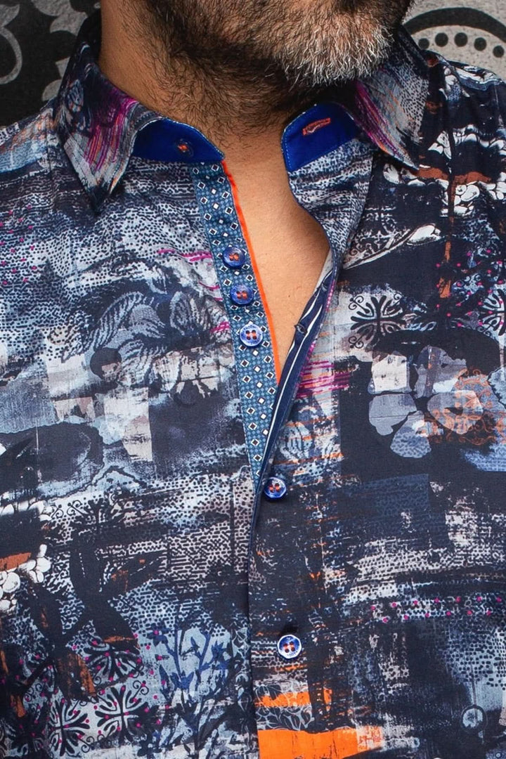 Brice Sport Shirt with a Contemporary Artistic Print