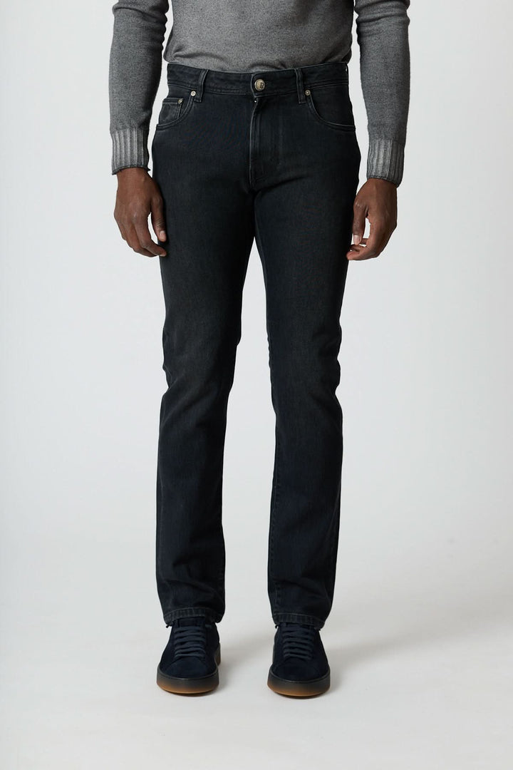 Jean 5 poches en denim stretch gris foncé