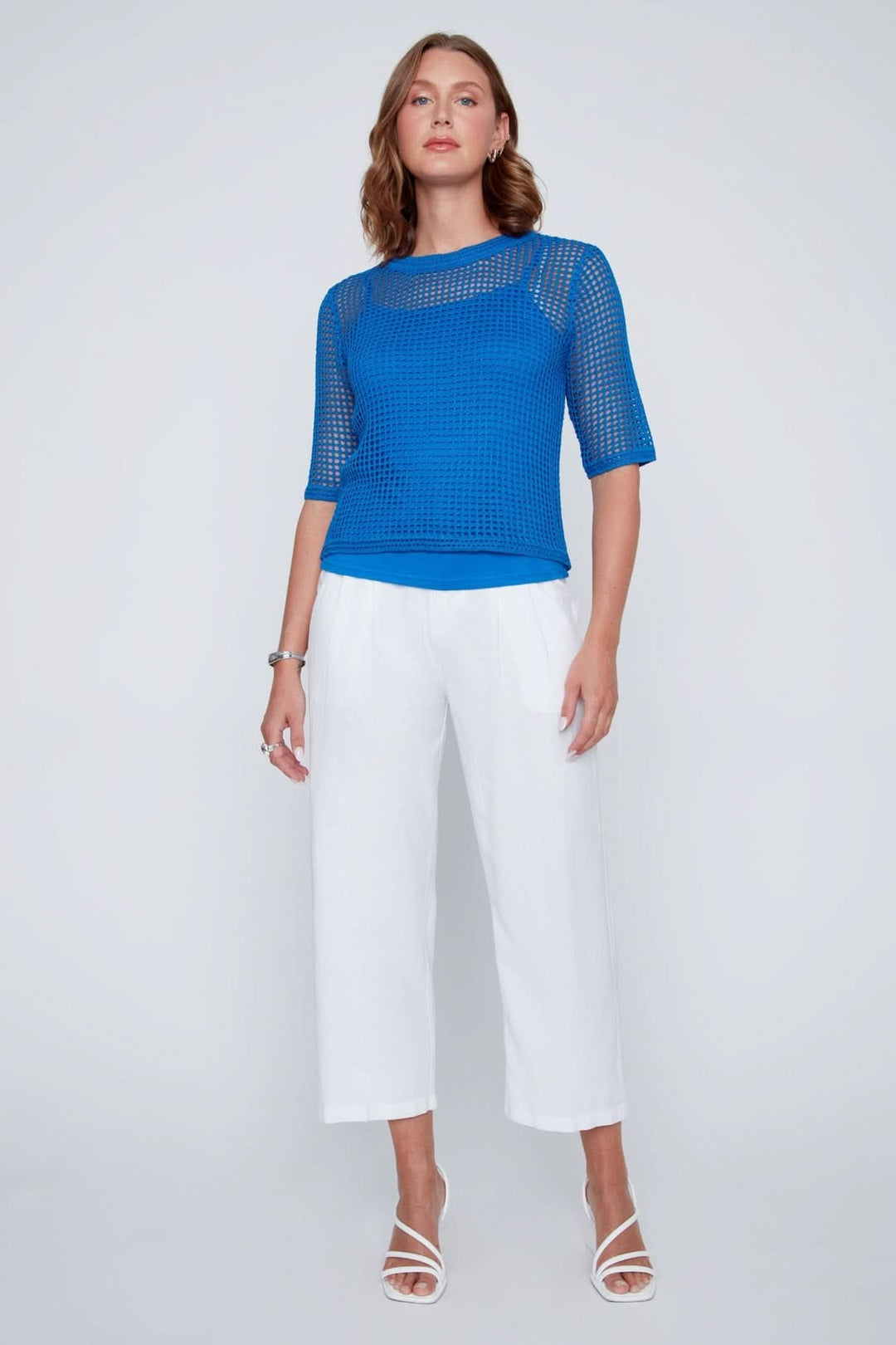 Tricot ajouré manches courtes