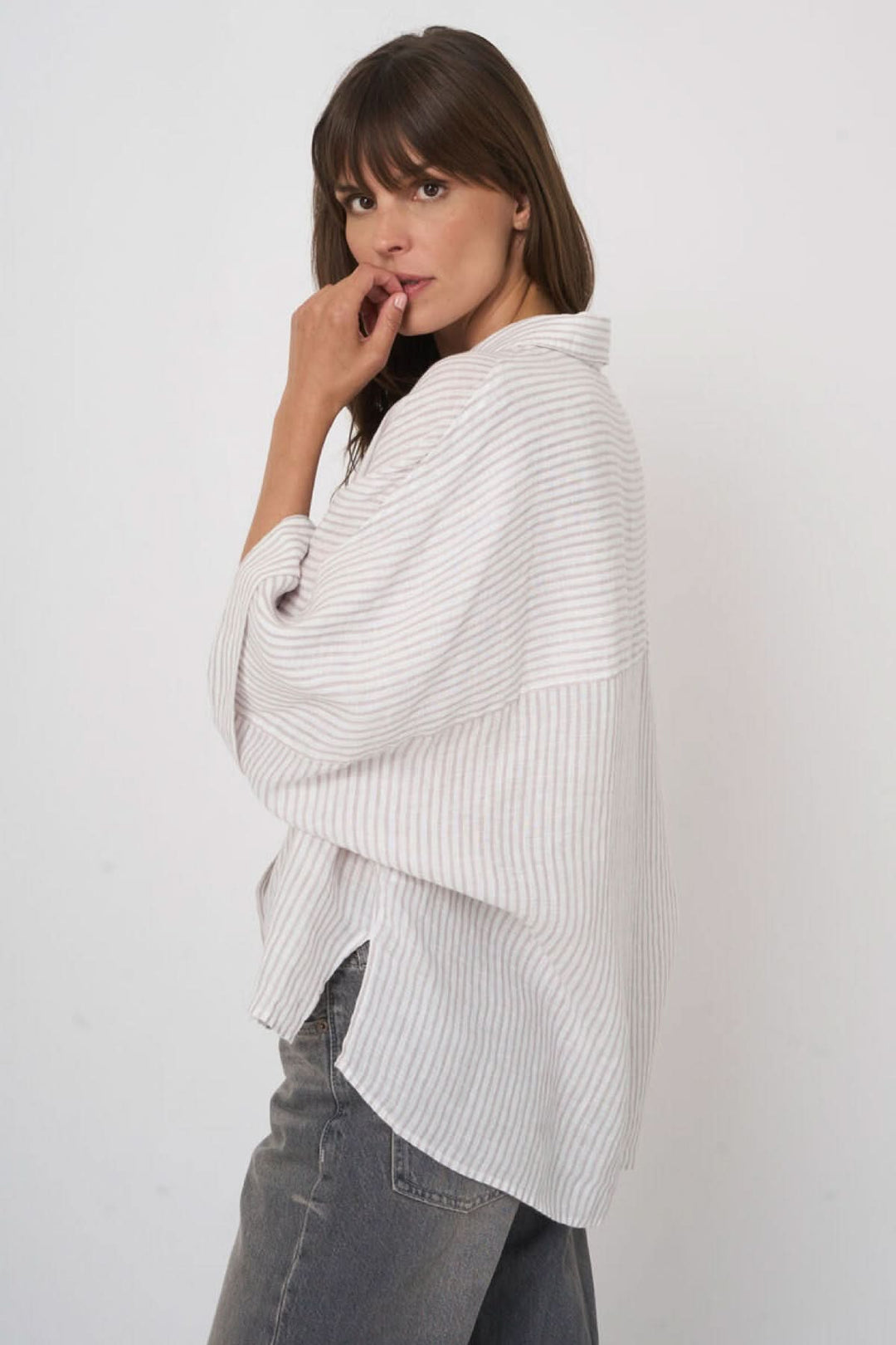 Blouse en lin à rayures