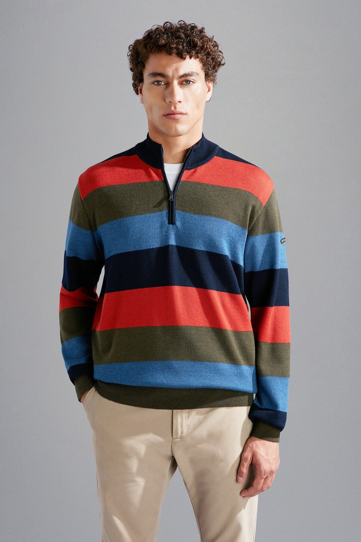 Multicolored zip sweater