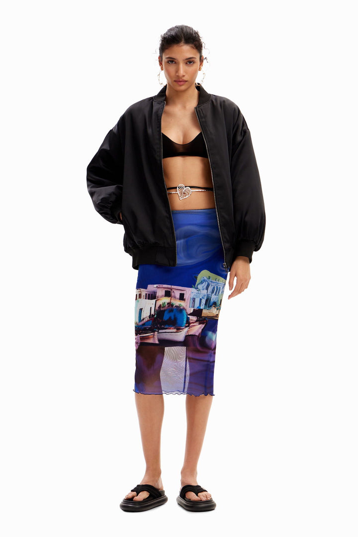 Landscape print skirt
