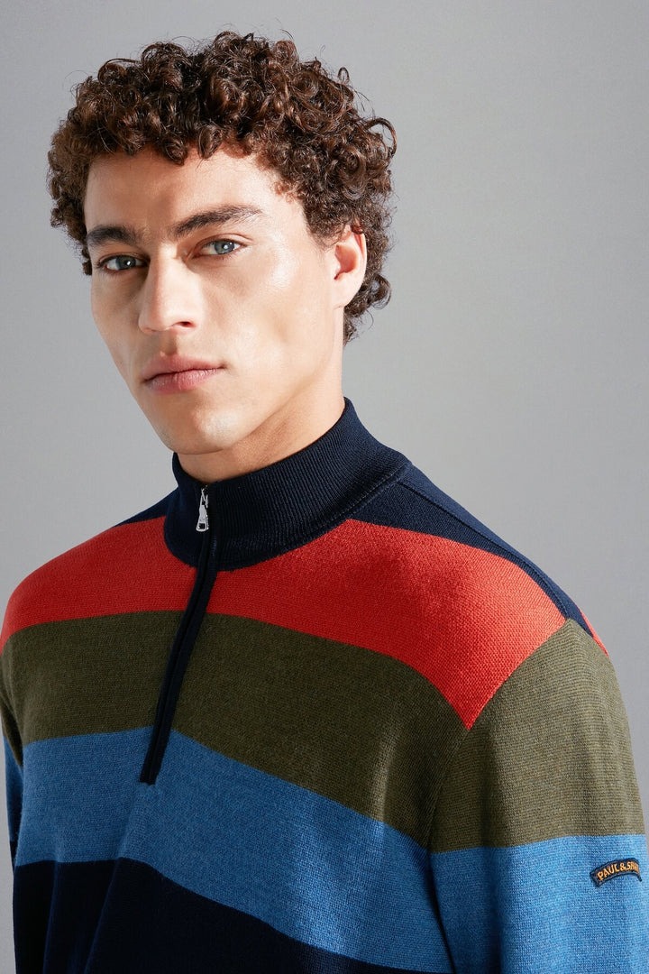 Multicolored zip sweater