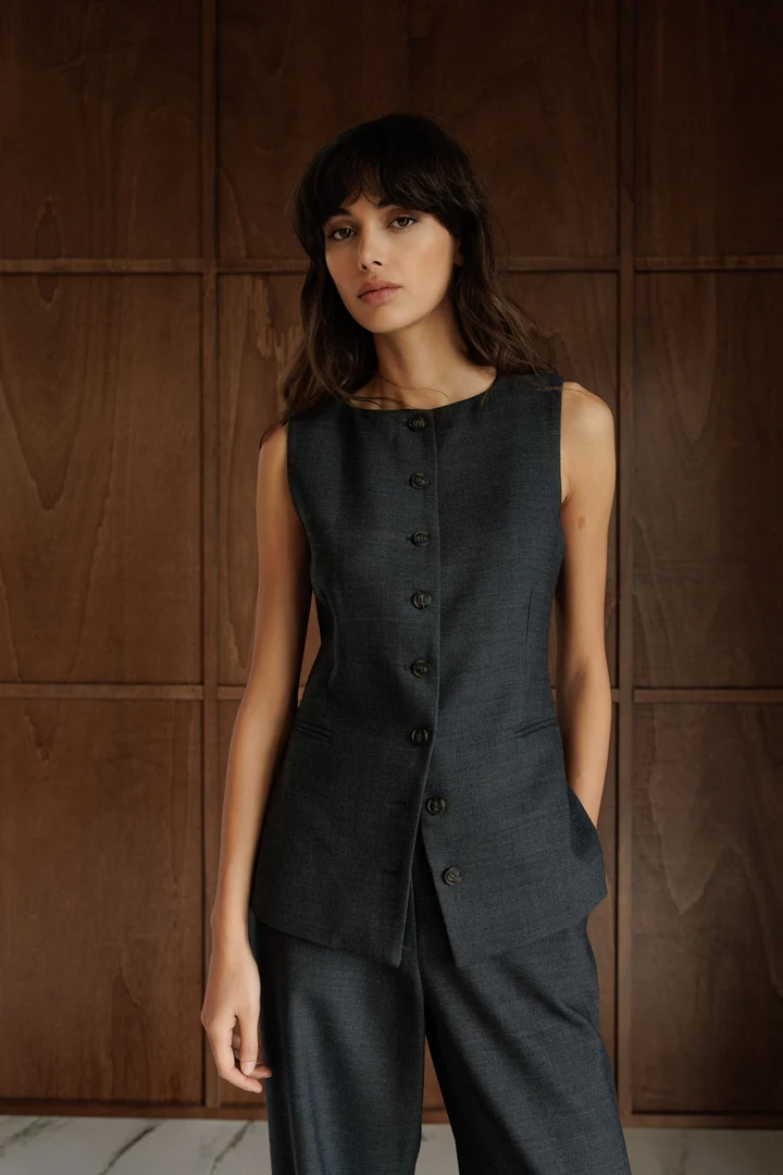 Veste sans manches style tailleur
