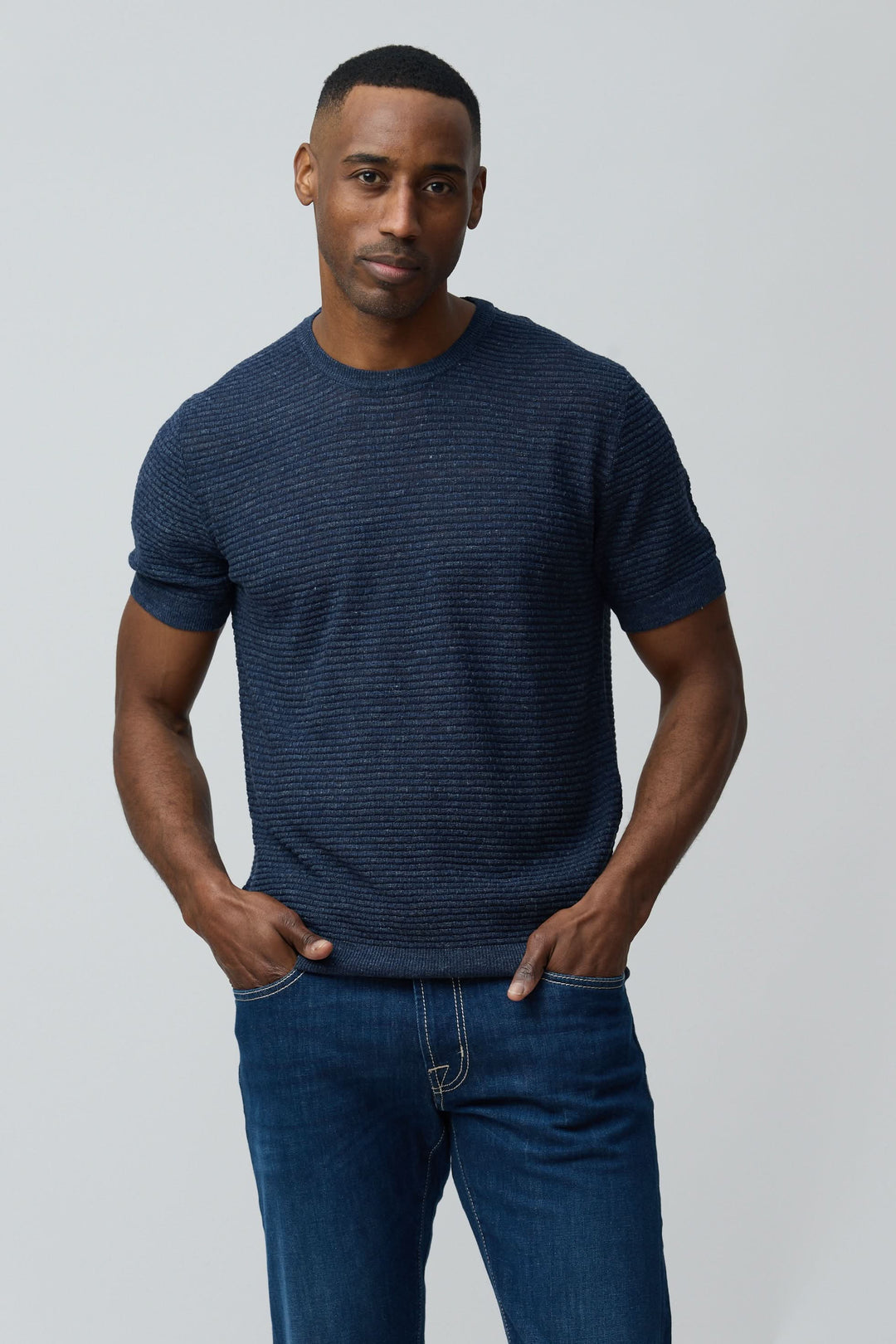 T-shirt texturé en lin et soie