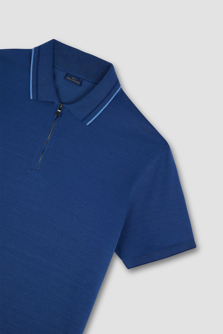 Cotton zipped polo shirt