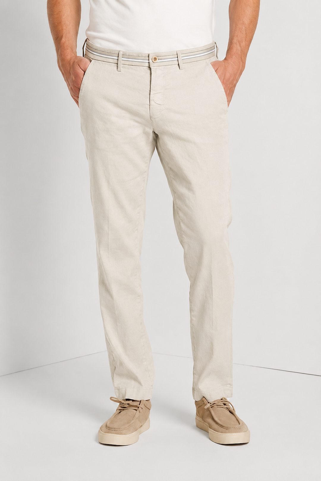 Turin Oxford Linen and Cotton Pants Fit—Modern Style