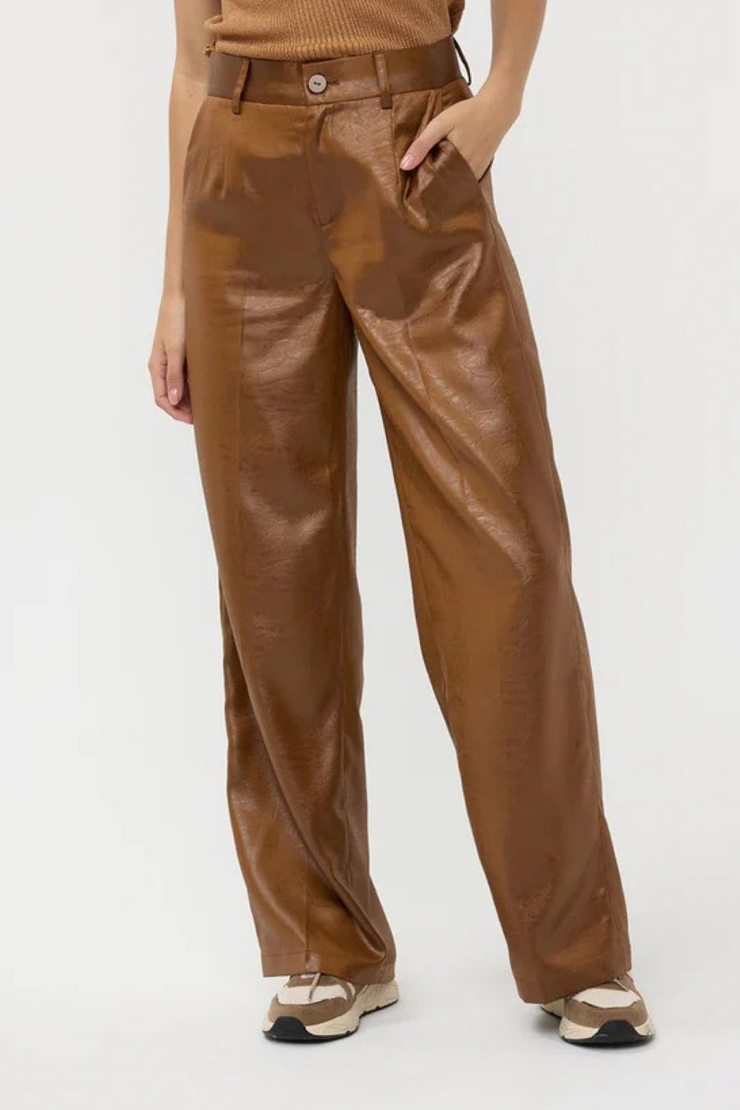 Metallic Crinkle Pants