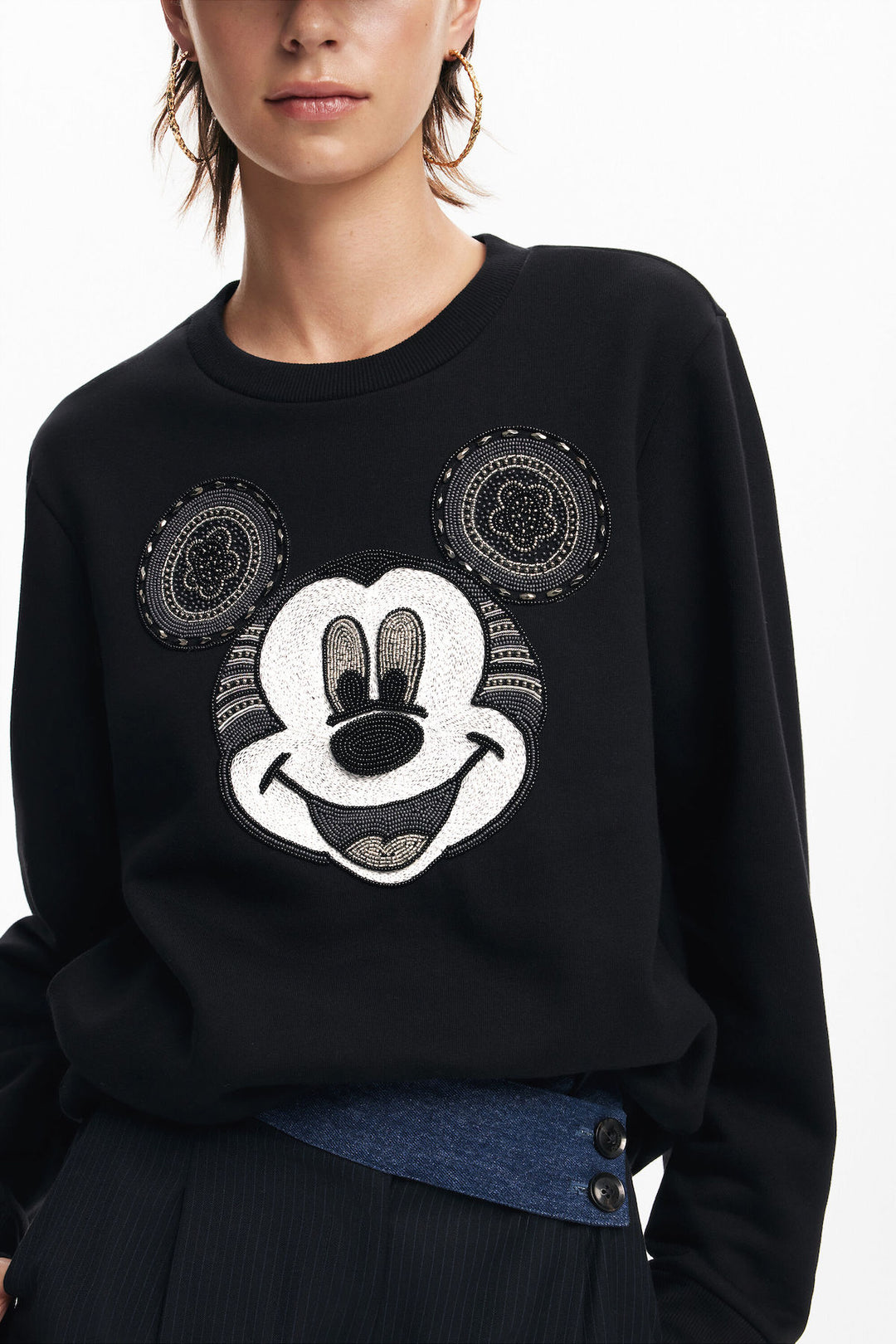 Haut côtelé avec visage de Mickey Mouse