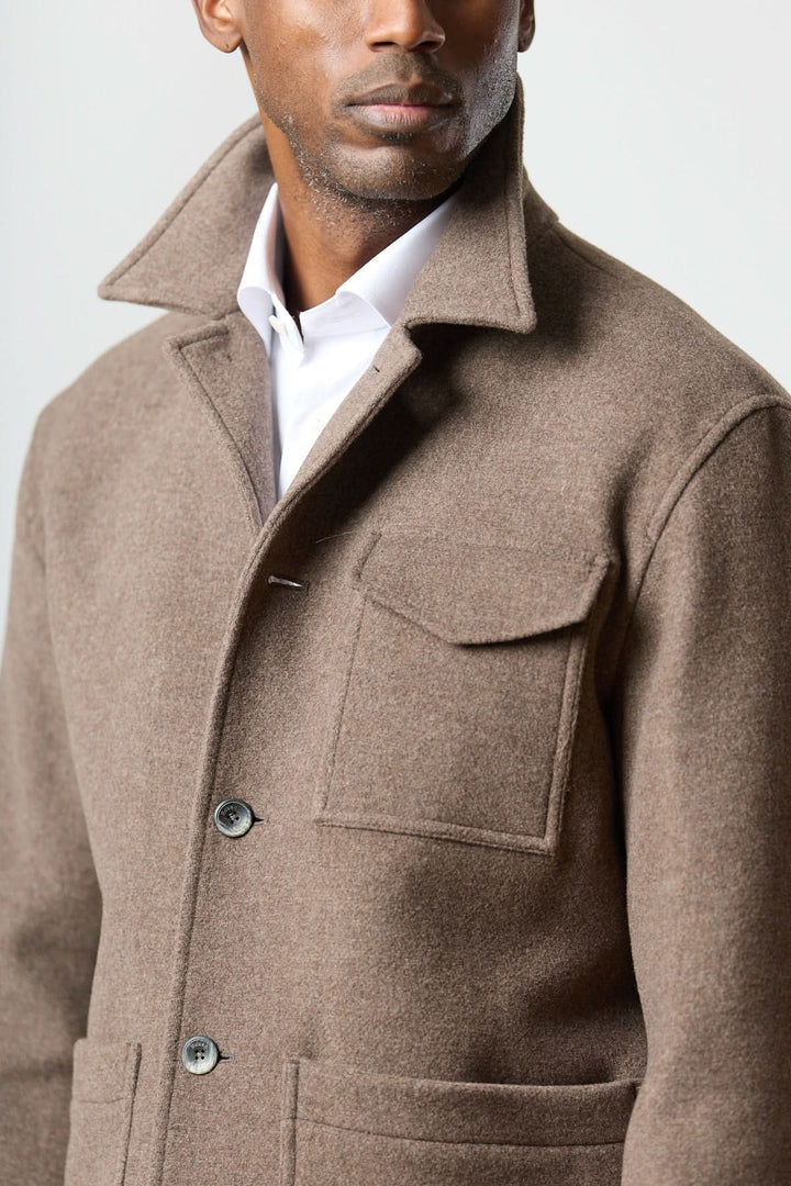 Wool jacket with patch pockets