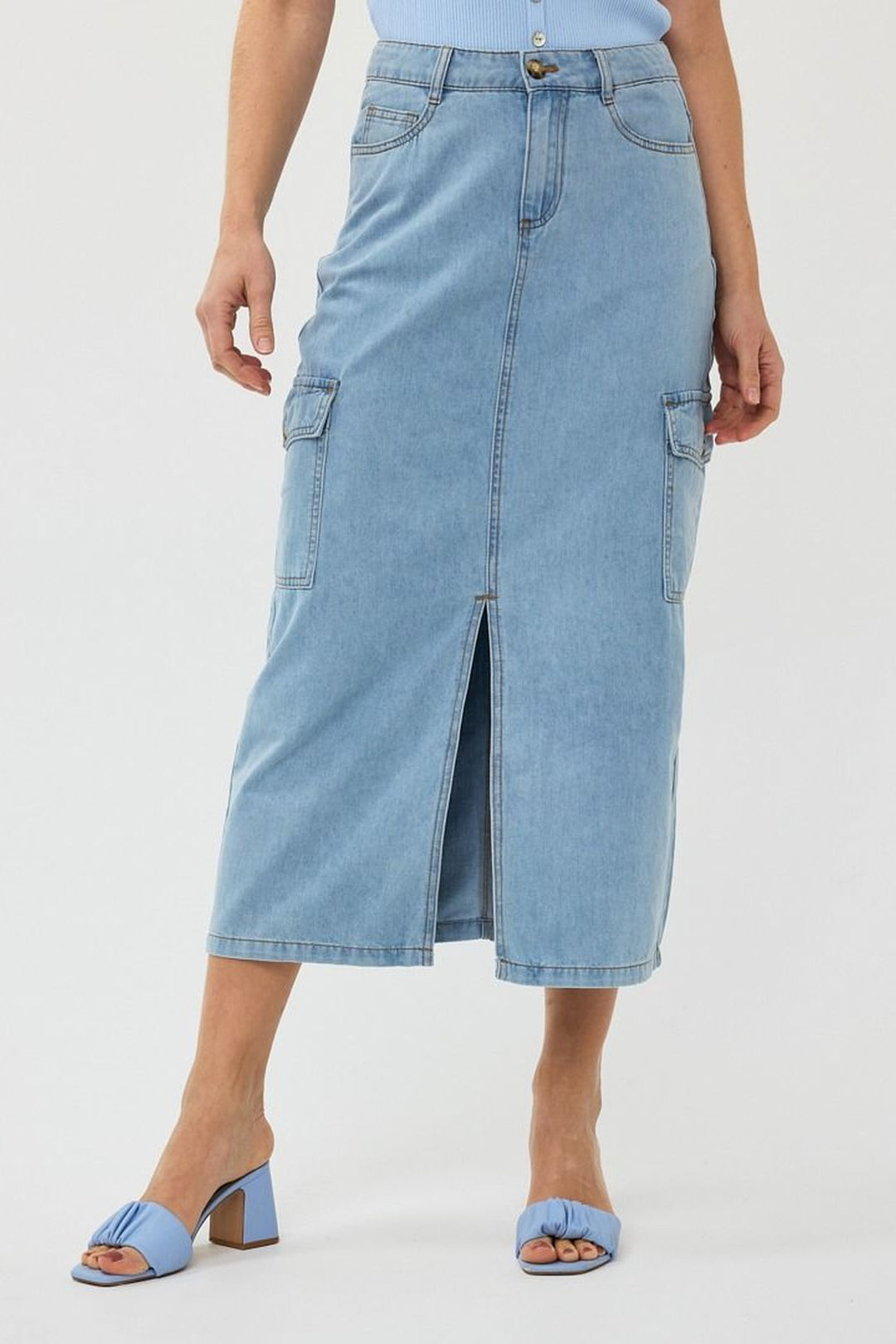 Denim cargo skirt