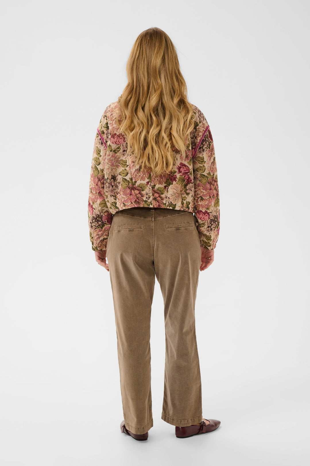 Veste courte à motif floral pour femme Cream
