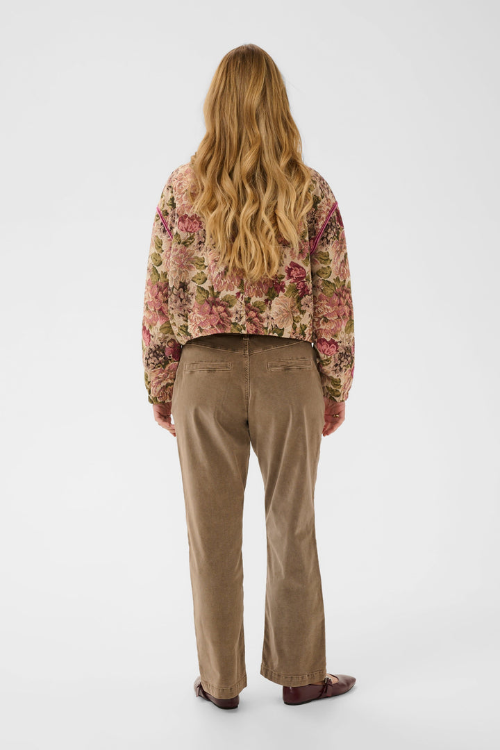 Veste courte à motif floral pour femme Cream