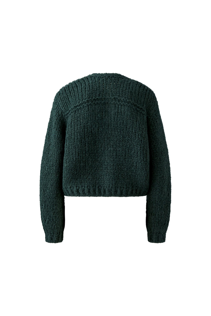 Veste courte en tricot texturé vue de face pour femme Oui