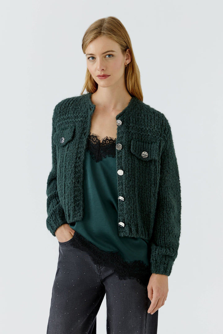 Veste courte en tricot texturé pour femme Oui