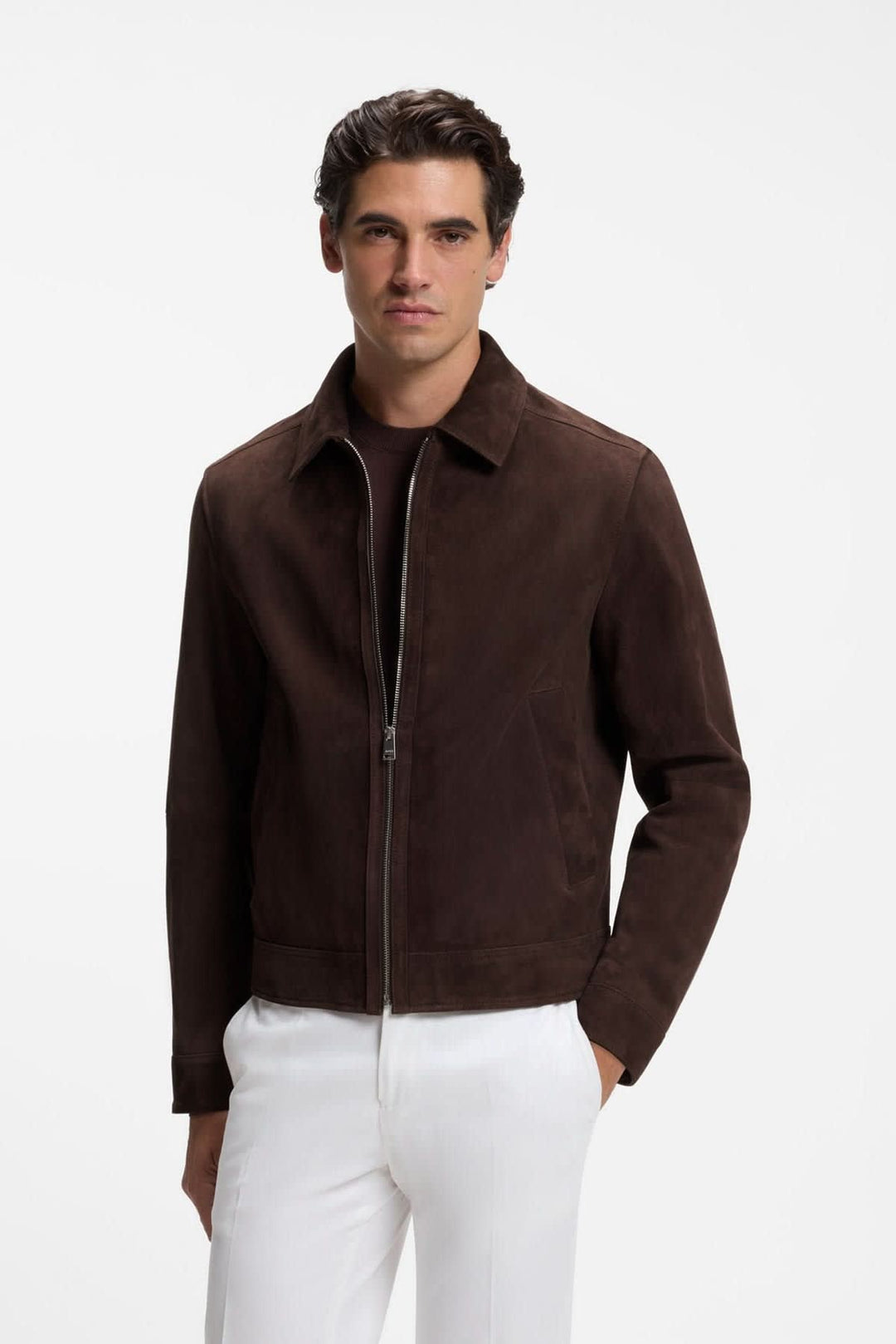 Veste en suède à fermeture éclair pour homme Hugo Boss
