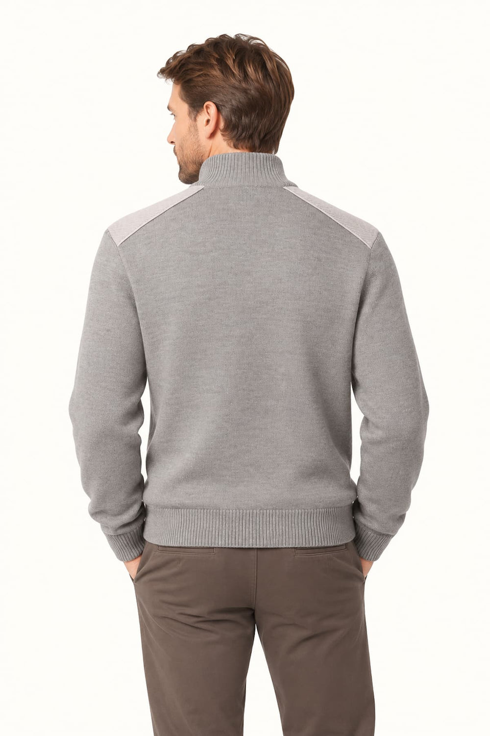 Men's mock-neck knit sweater front view Paul and Shark