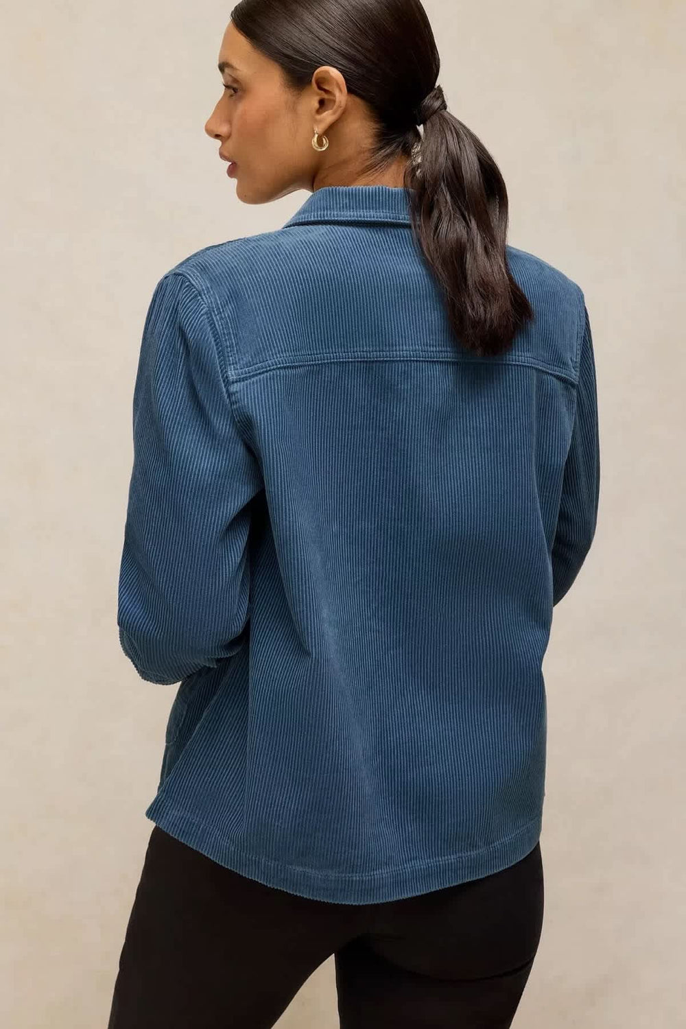 Women's buttoned corduroy jacket, front view White Stuff