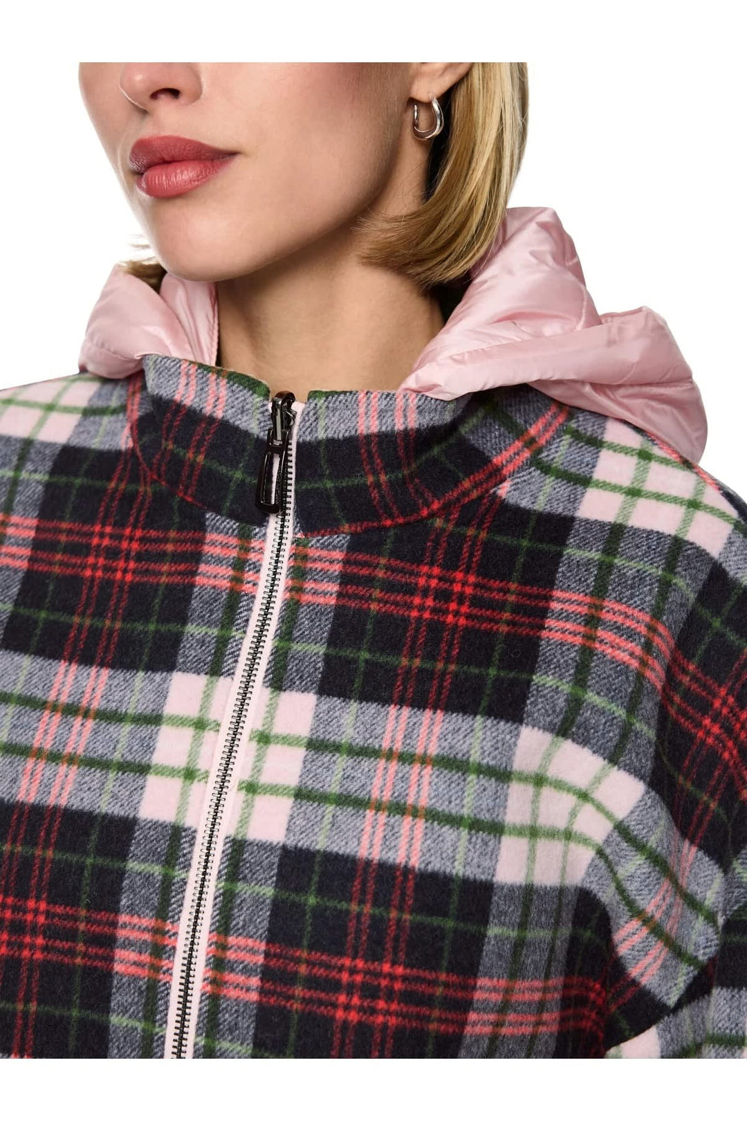 Veste réversible à carreaux avec capuchon vue de face pour femme Marc Cain