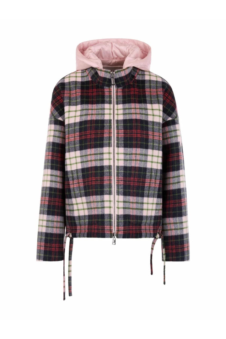 Veste à carreaux avec capuchon vue de face pour femme Marc Cain