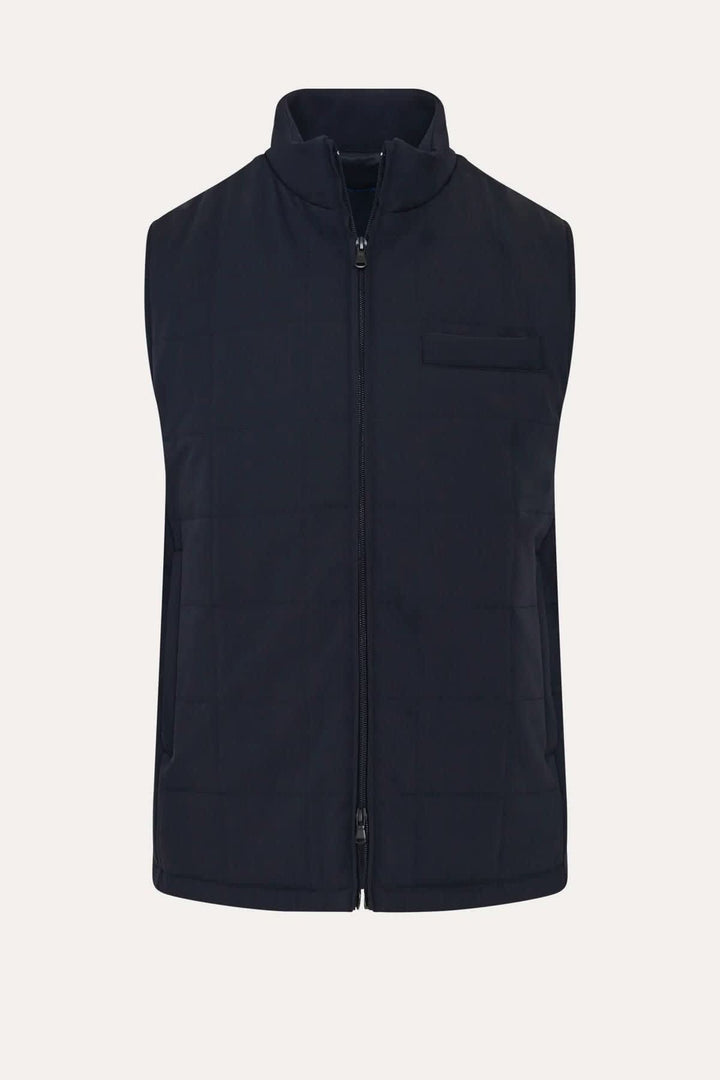 Veste sans manches matelassée noire à col montant vue de face pour homme Patrick Assaraf