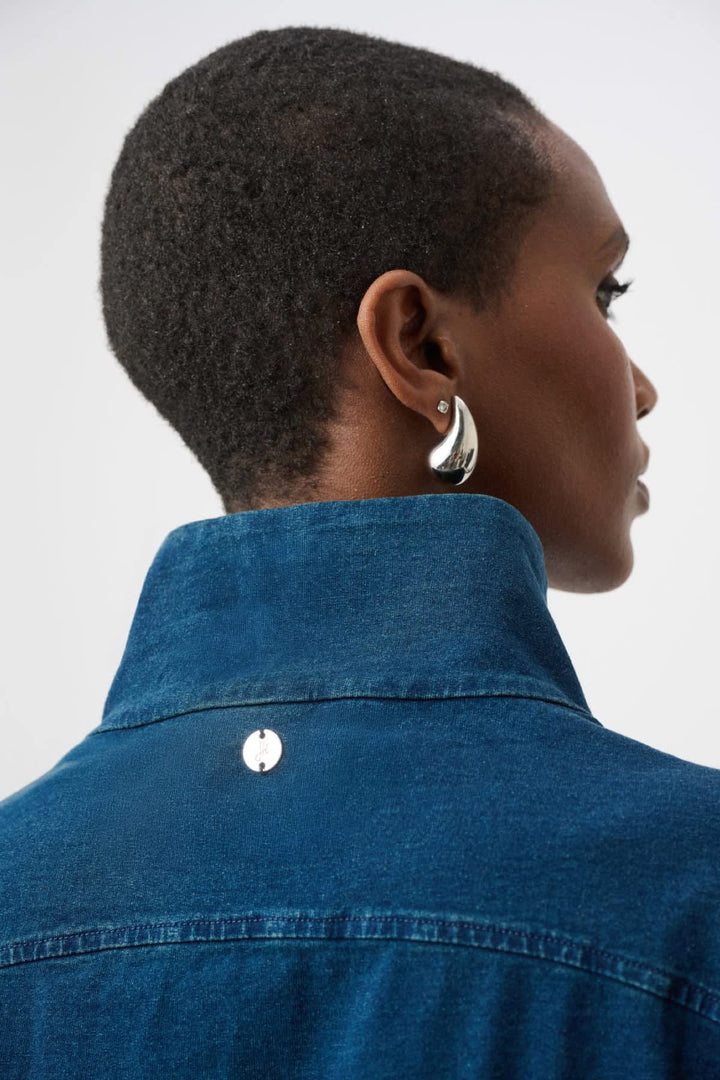 Vue de face veste zippée col montant Joseph Ribkoff pour femme noire - Valérie Simon