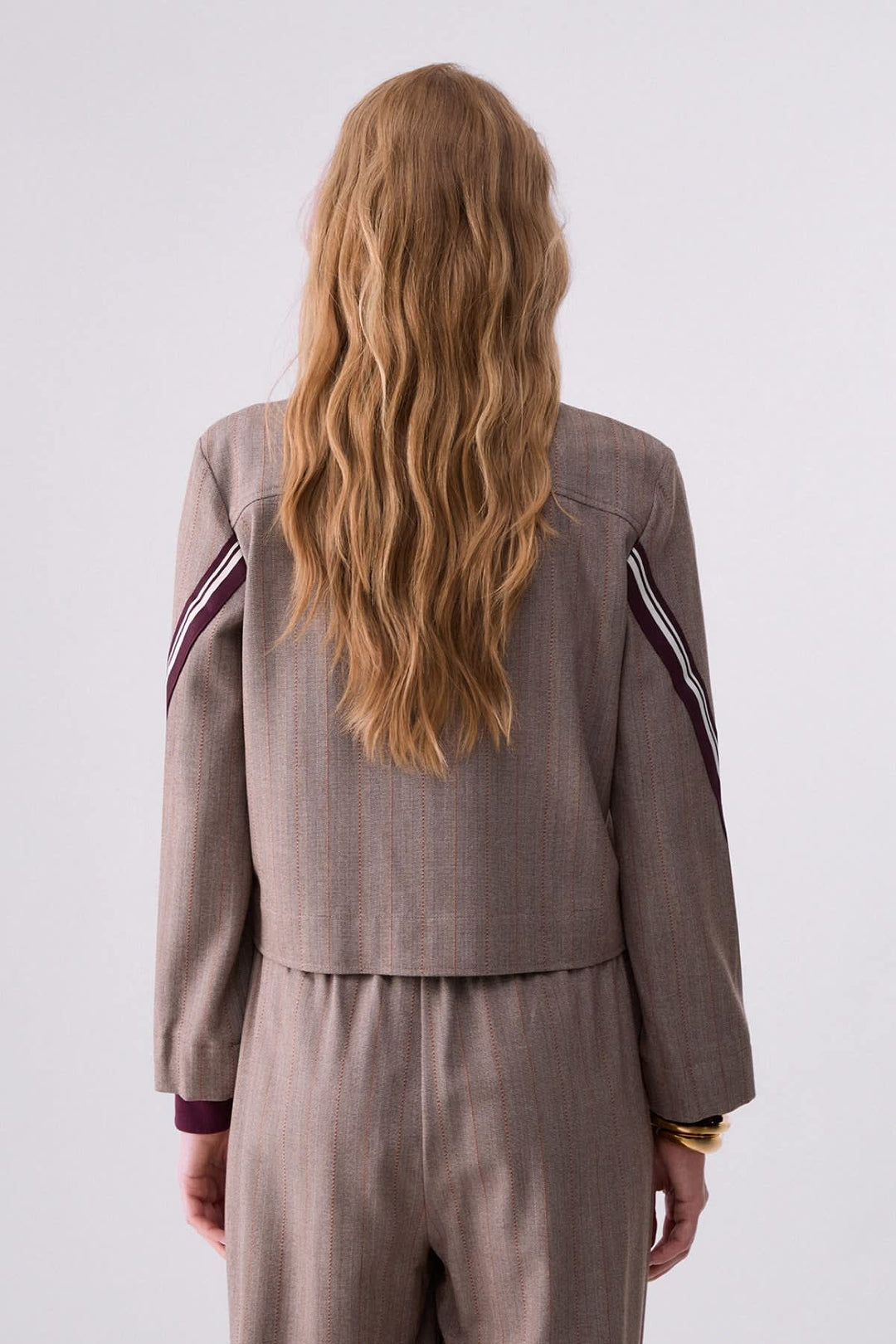 Veste zippée à rayures et manches longues pour femme liujo