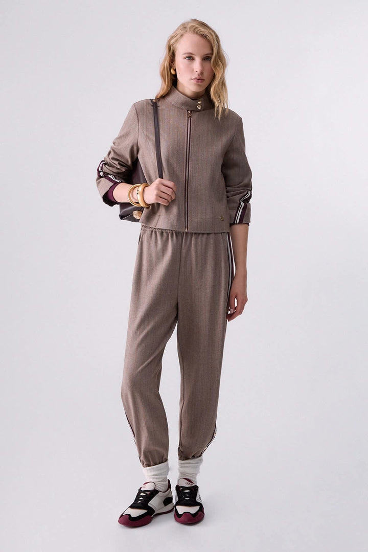 Veste zippée à rayures et manches longues pour femme liujo