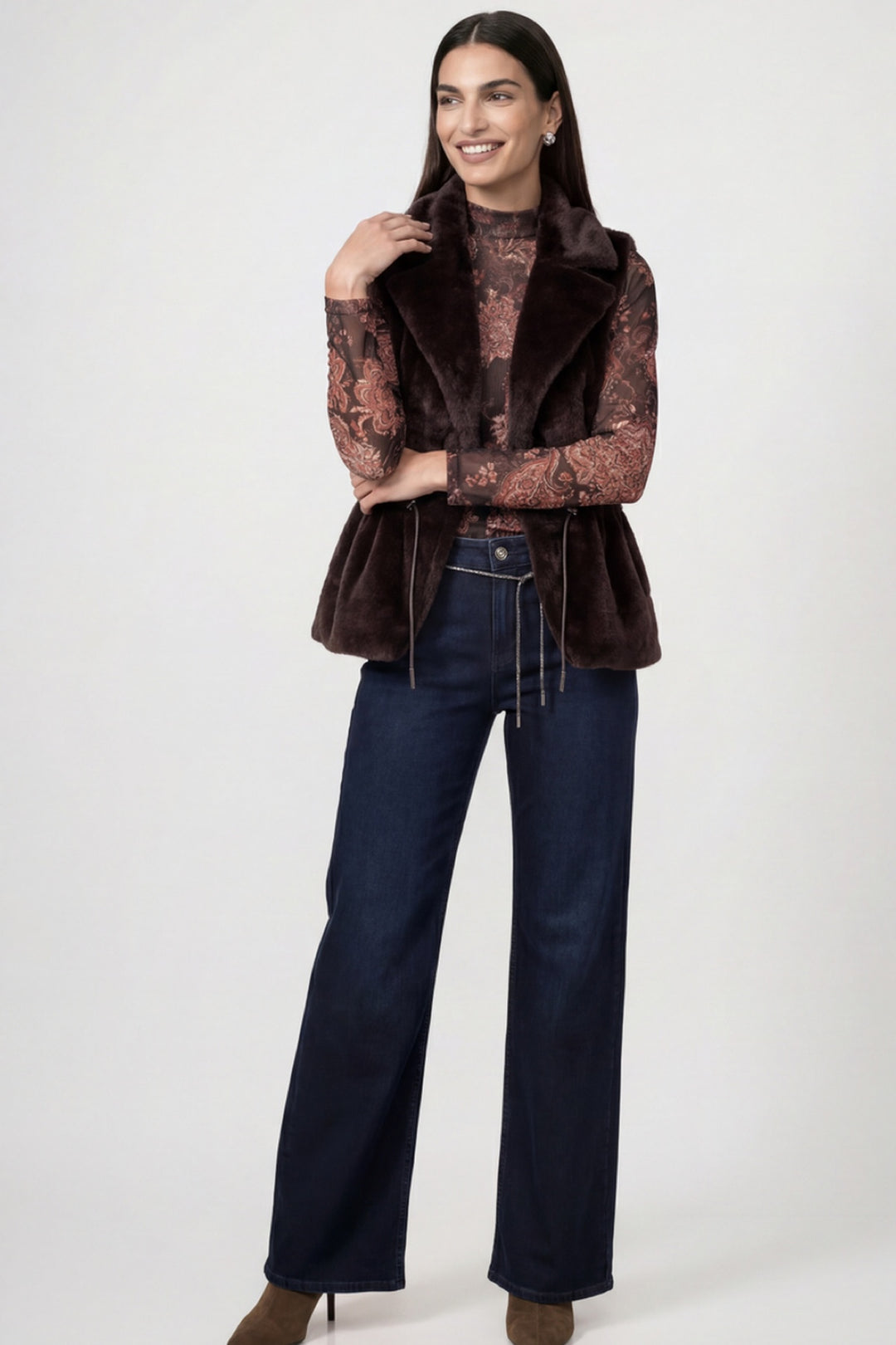 Veste sans manches en fausse fourrure
