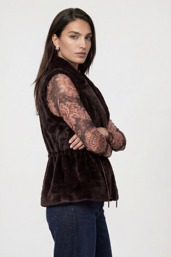 Veste sans manches en fausse fourrure