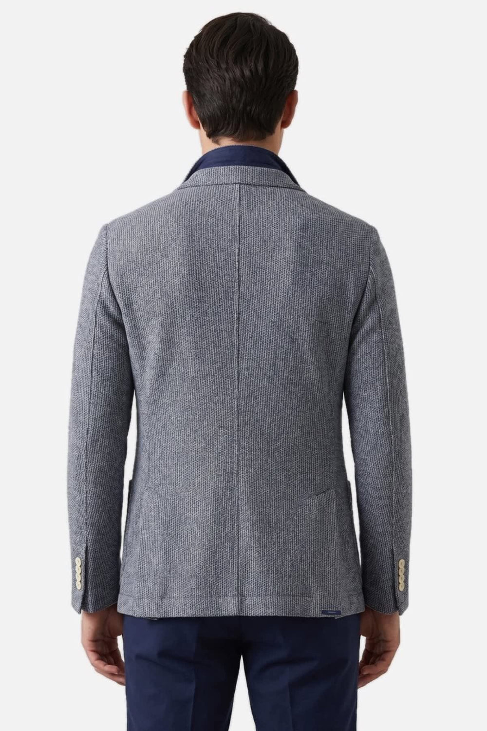 Front view of the gray Circolo textured men's blazer with buttons and pockets - Valérie Simon