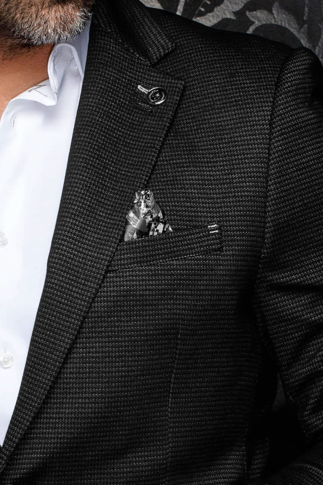 Veston habillé texturé vue de face pour homme Au noir