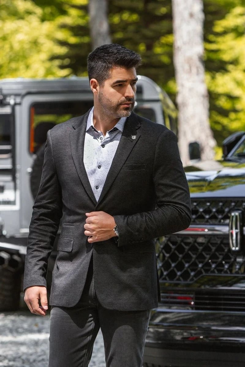 Veston habillé texturé pour homme Au noir